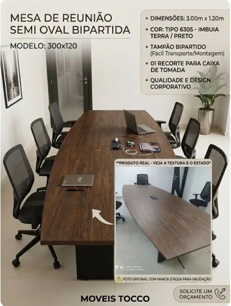 MESA DE REUNIÃO (MÓVEIS TOCCO) 
