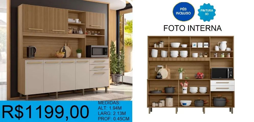 Mega cozinha com pés - Espaço de sobra