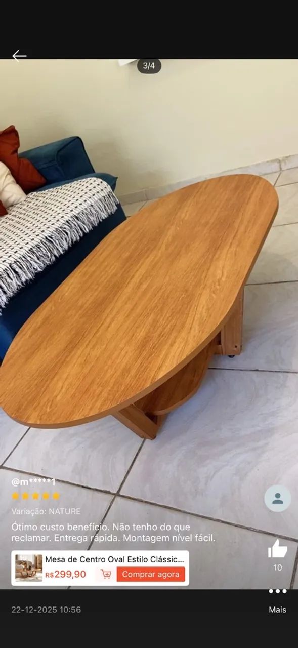Mesa de Centro Oval 120x68 - Foto 2