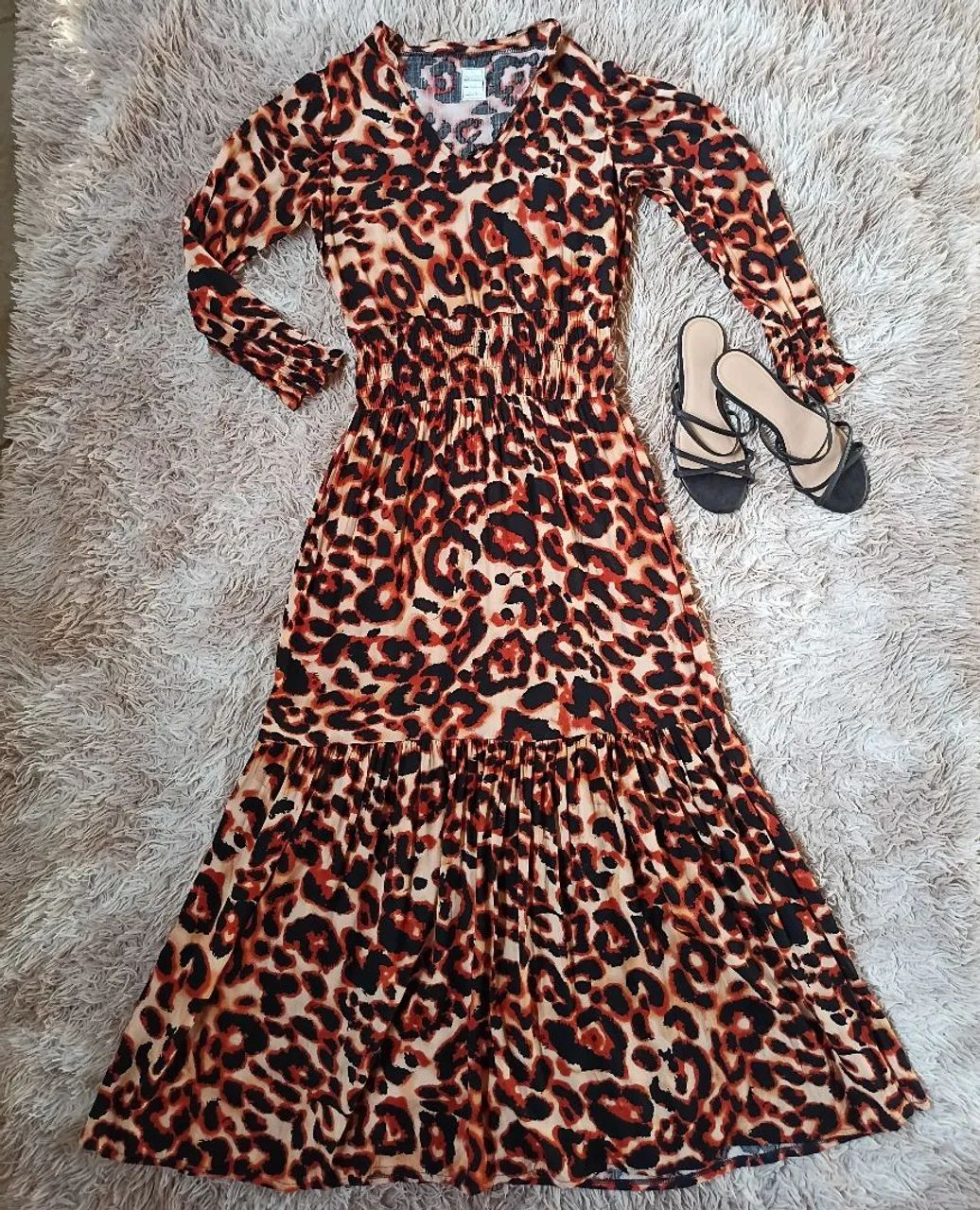 Vestido longo animal print Tam 40 