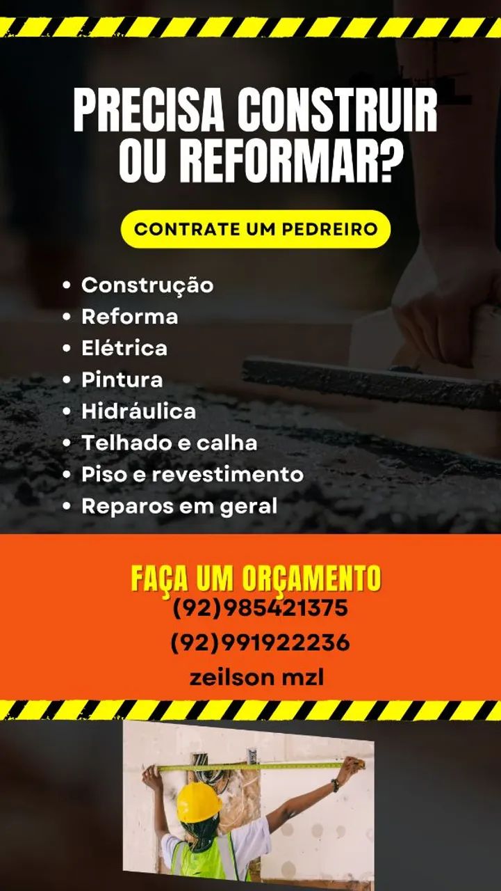 sou pedreiro profissional trabalho com fundação acabamento meu contato * zeilson