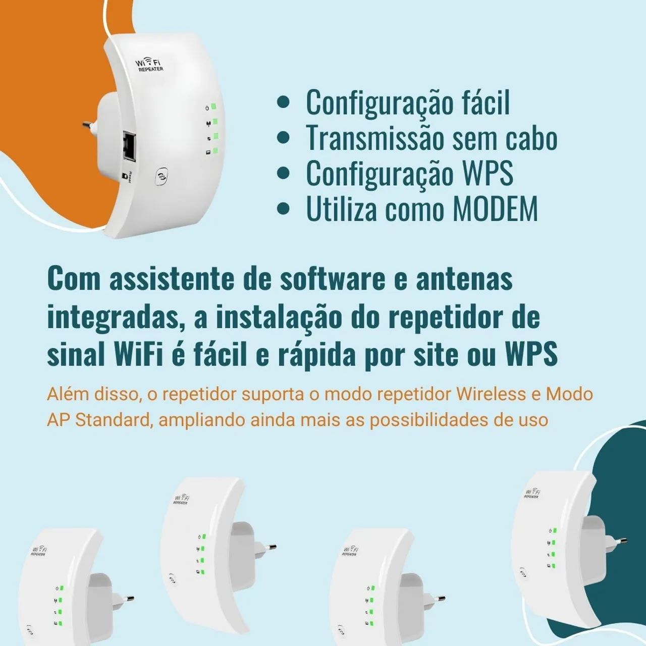 Roteador Repetidor Sinal Wifi 300mbps Wps Ap Aumentar Sinal - Foto 3