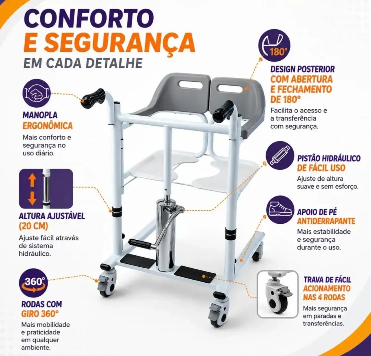 Cadeira de transferência acamados  - Foto 5