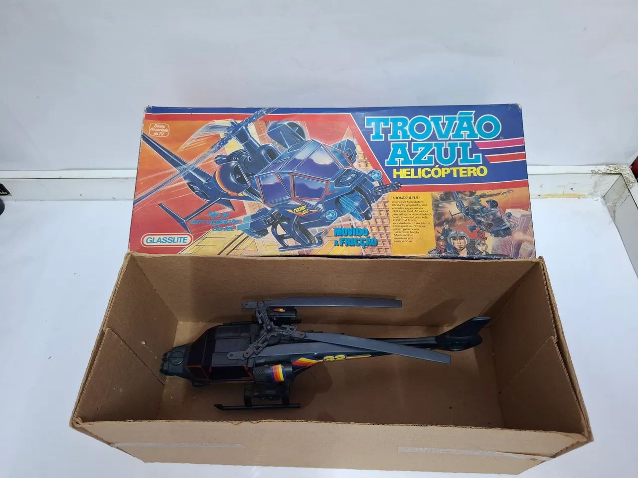 Helicóptero Trovão Azul da Glasslite com Caixa Funcionando  - Foto 3