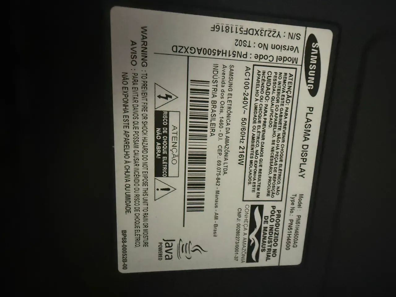 Tv plasma Samsung 50 polegadas - com defeito  - Foto 4