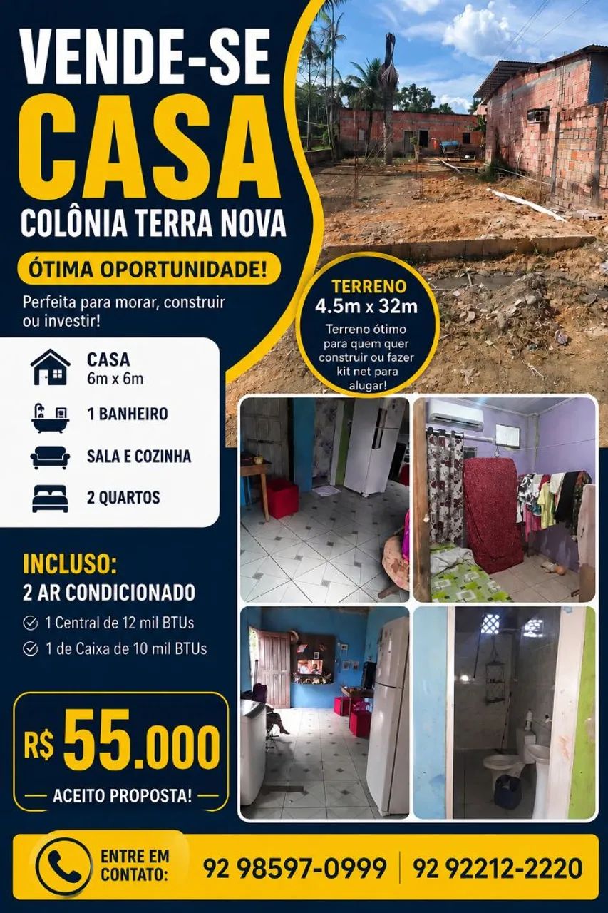 VENDE-SE CASA COLÔNIA TERRA NOVA 