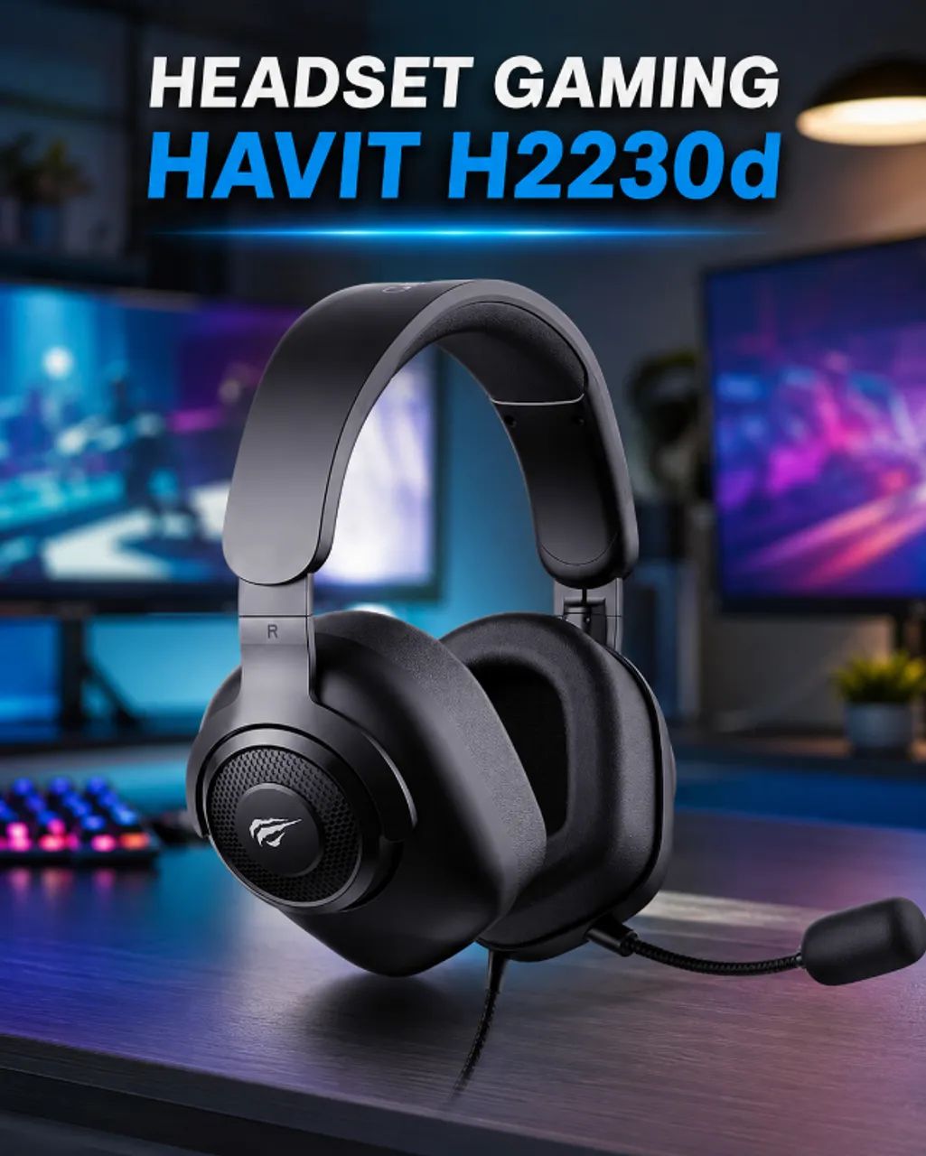 Headset Gamer Havit H2230D Compatível PC PS4 PS5 Xbox - Foto 4