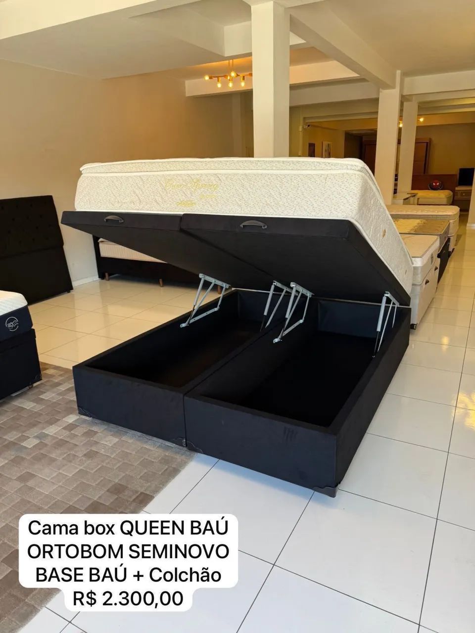 Cama box Queen size BAÚ COM COLCHÃO ORTOBOM - Entrego! 