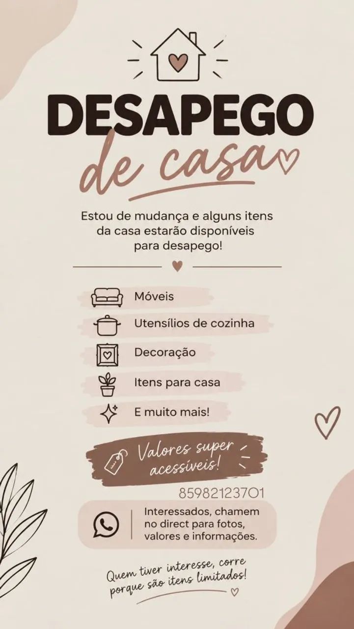 DESAPEGO DE MÓVEIS E ETC.