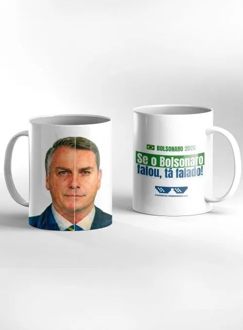 Caneca personalizada com tema Flávio Bolsonaro e Lula em João Pessoa - Foto 2
