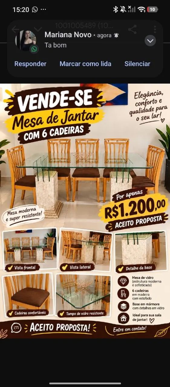 Mesa De Jantar 6 Lugares