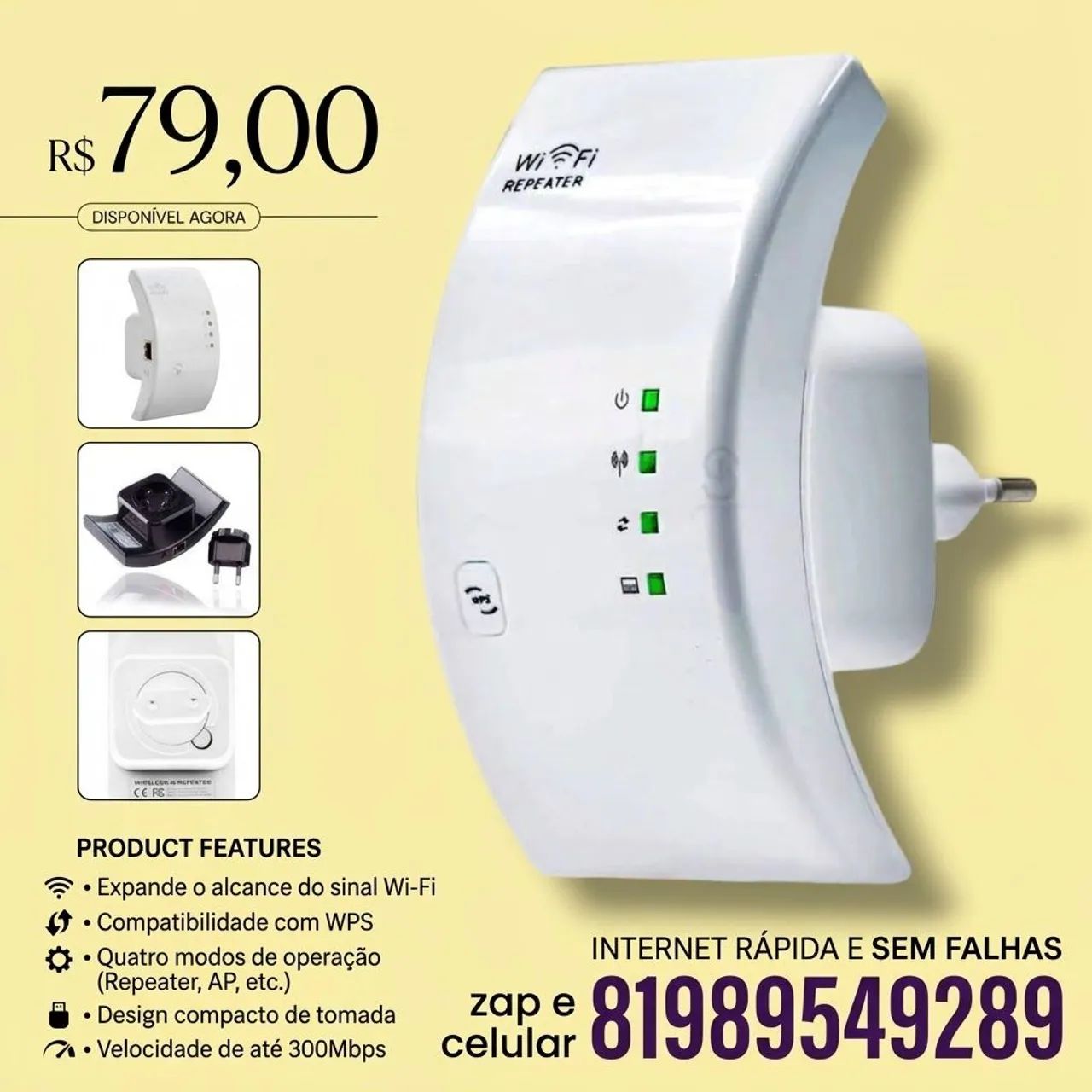 Repetidor de sinal Wi-Fi Wireless-N.