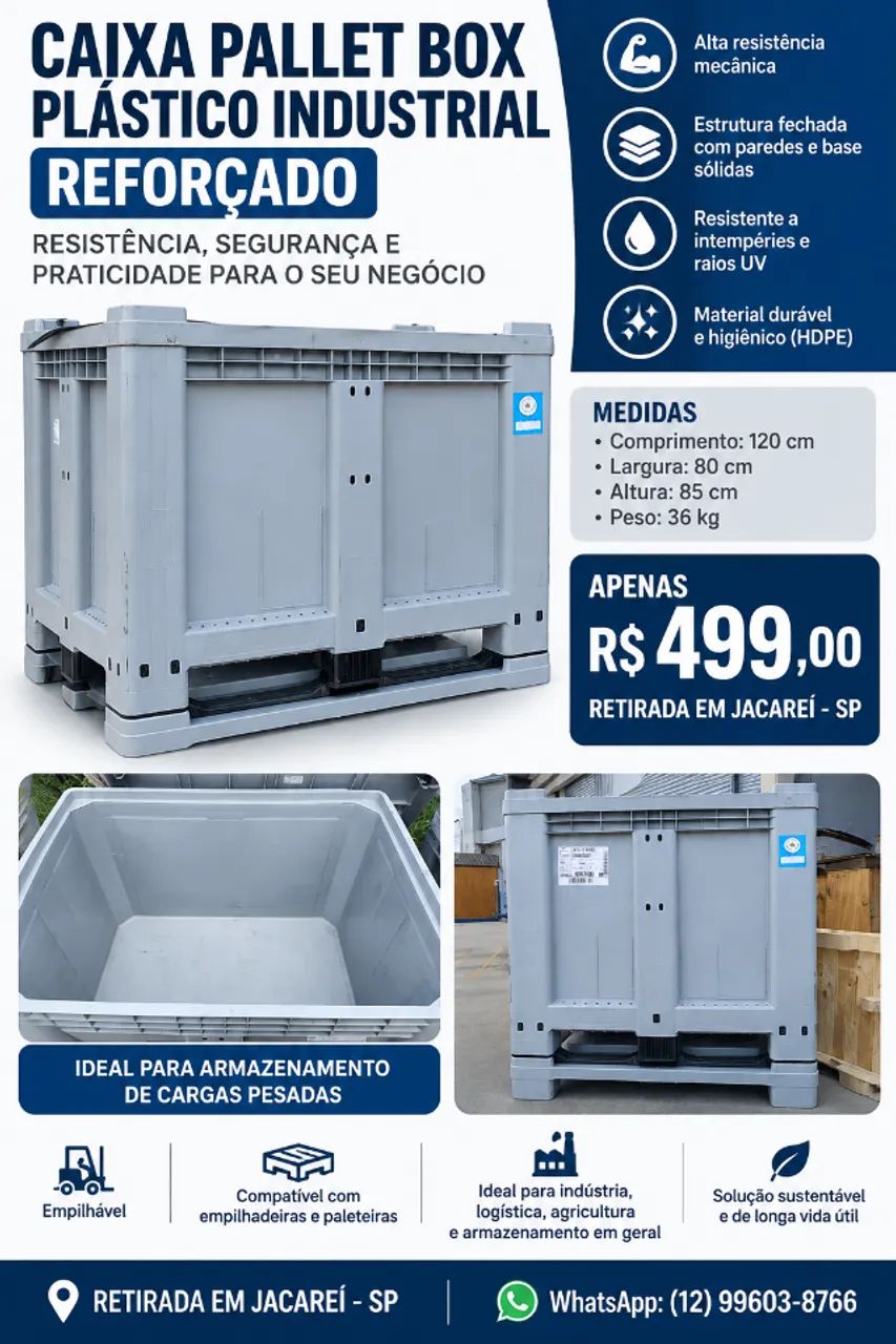 Pallet Box Caixa Plástica 120x80 - Transporte, Logística e Armazenamento