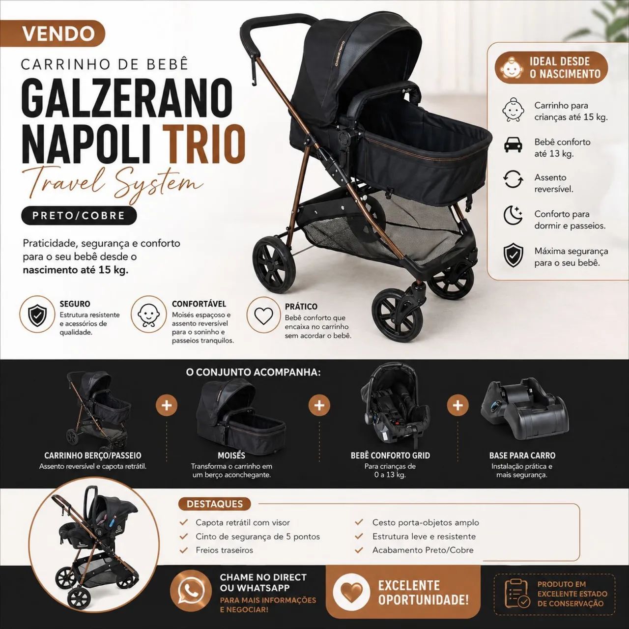 Carrinho e bebê conforto - Travel System  - Foto 2