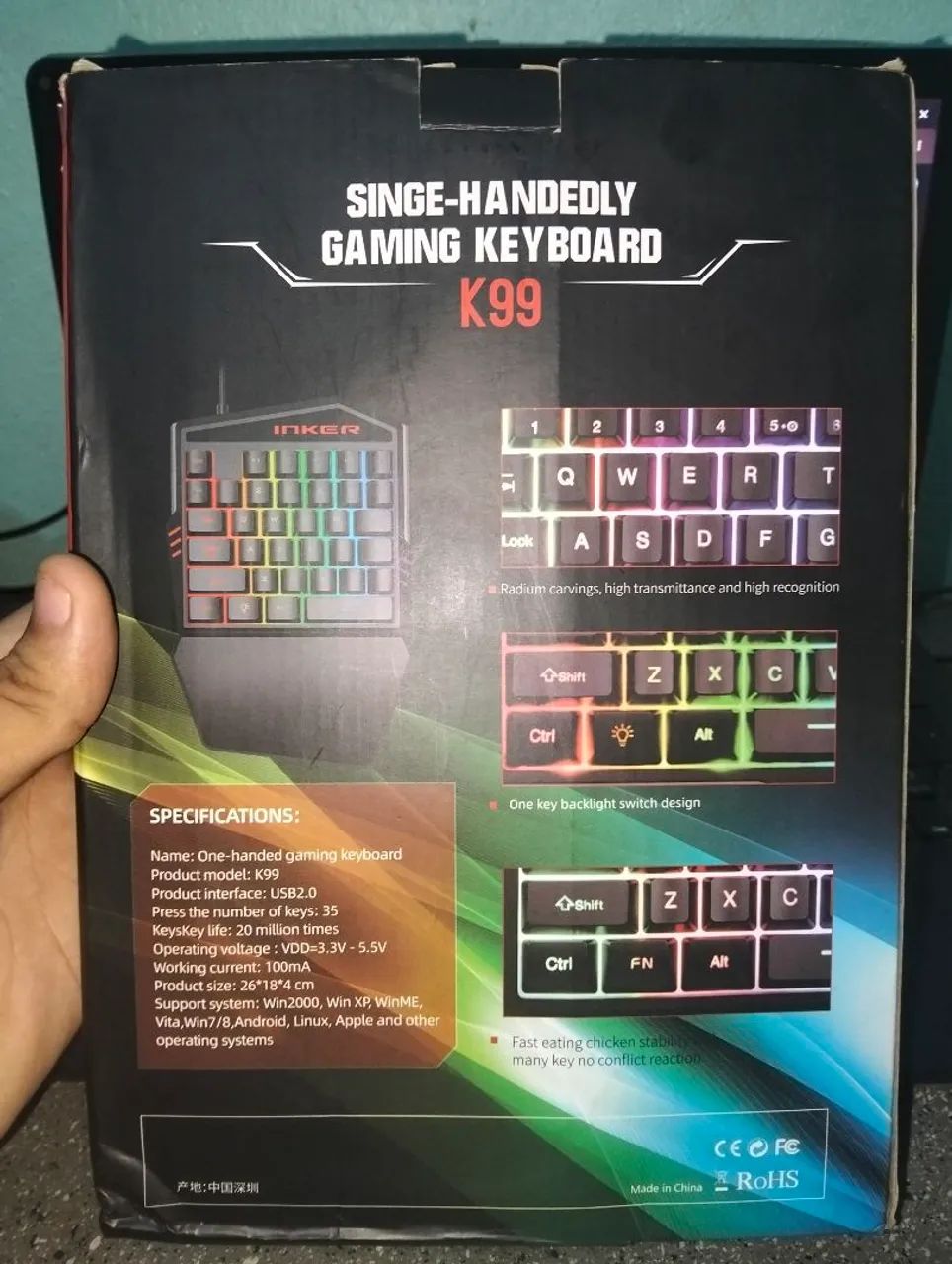 TECLADO GAMER (TECLADO DE UMA MÃO) - Foto 5