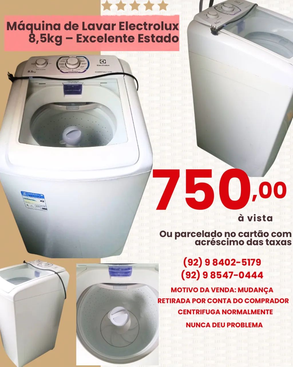 Máquina de lavar Electrolux 8,5kg 