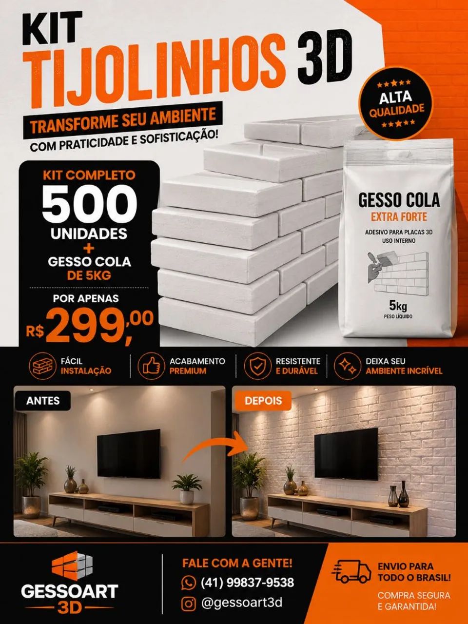 Tijolinhos de Gesso 3D 