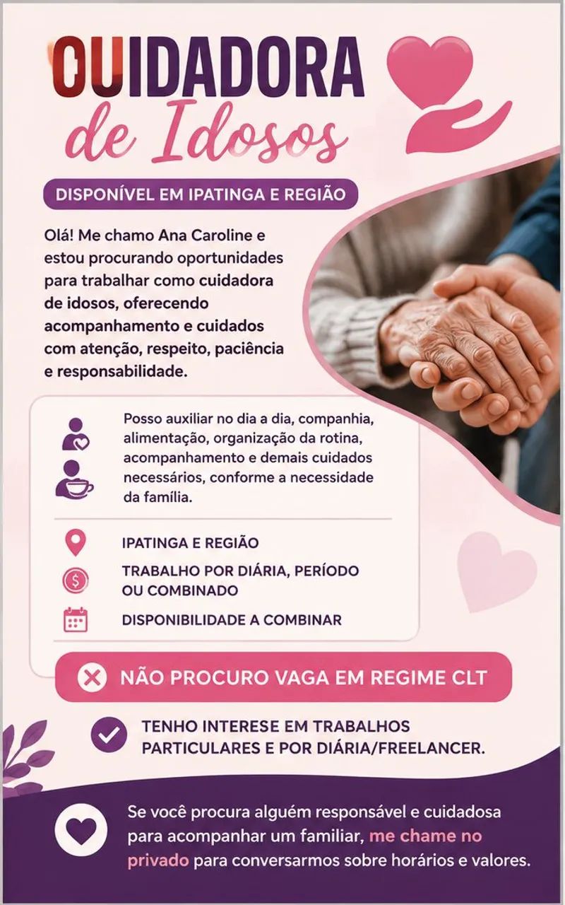 Cuidadora de Idosos Particular - Ipatinga e Região