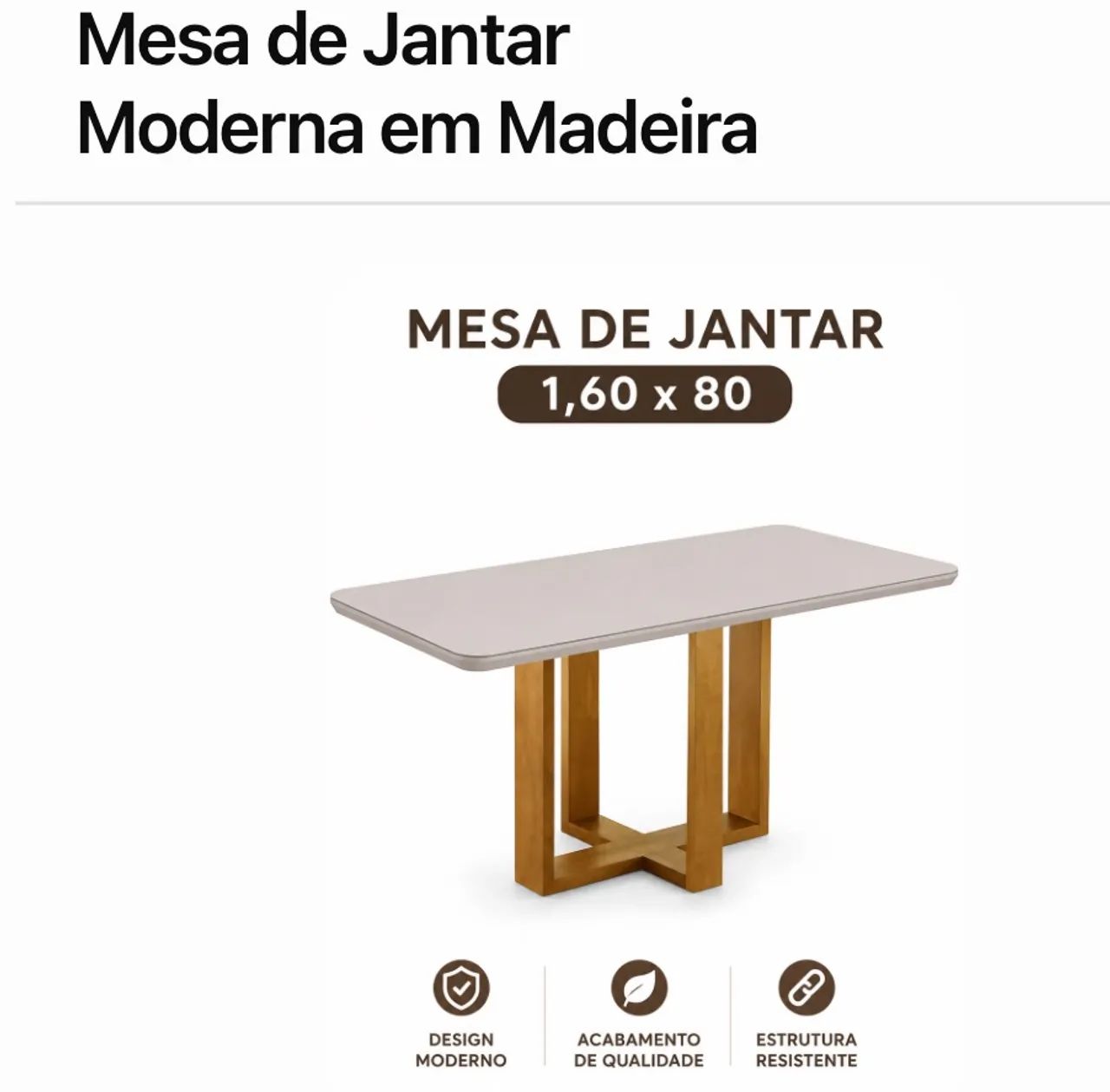 Mesa 1,60 / 0,80 base madeira 