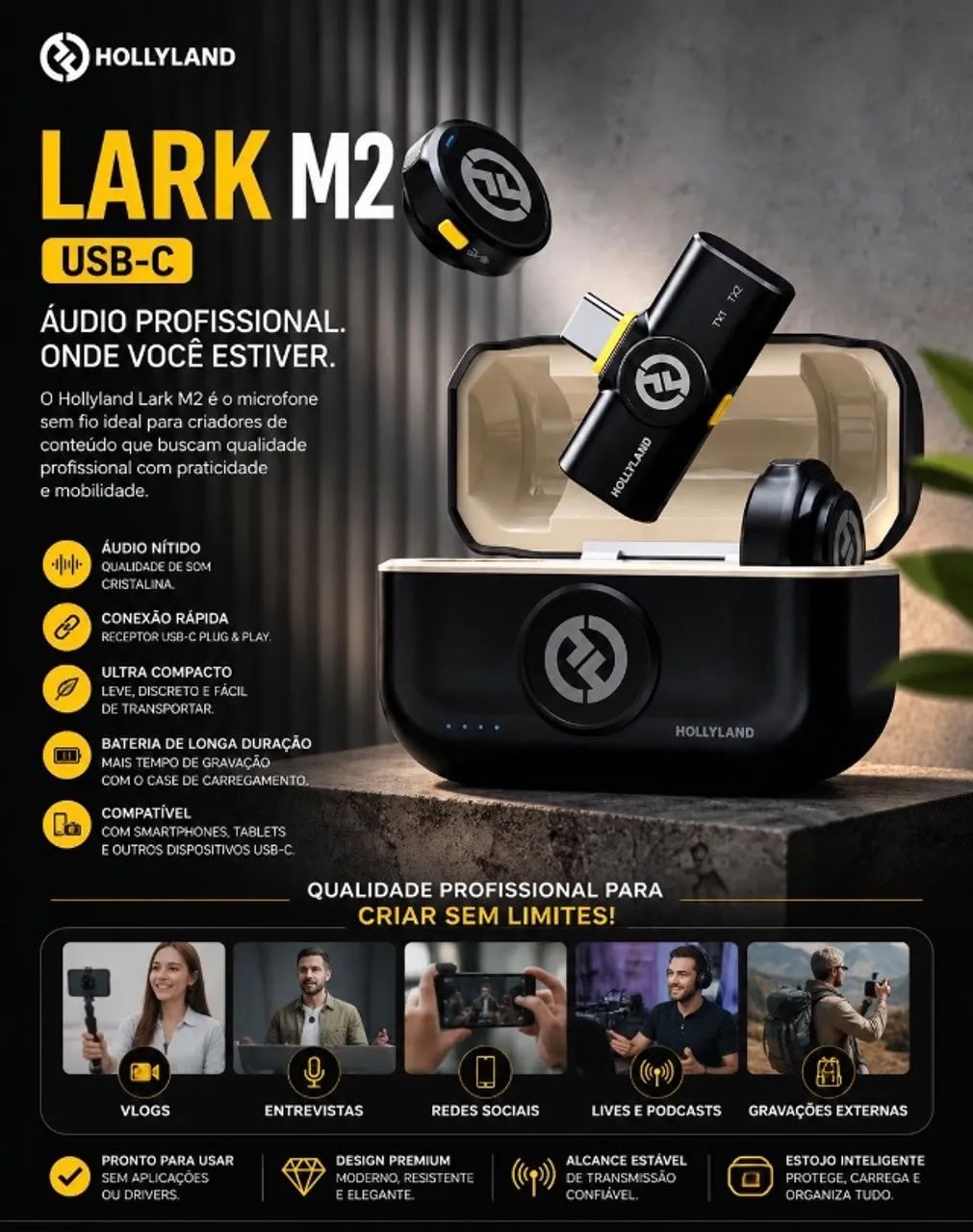 MICROFONE HOLLYLAND LARK M2 USB - C - Foto 2