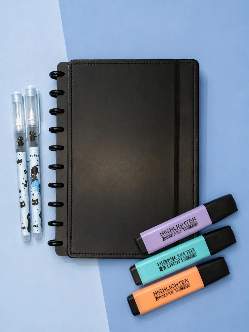     Kit Papelaria Fofa Caderno Inteligente + 2 Canetas + 3 Marca-Textos