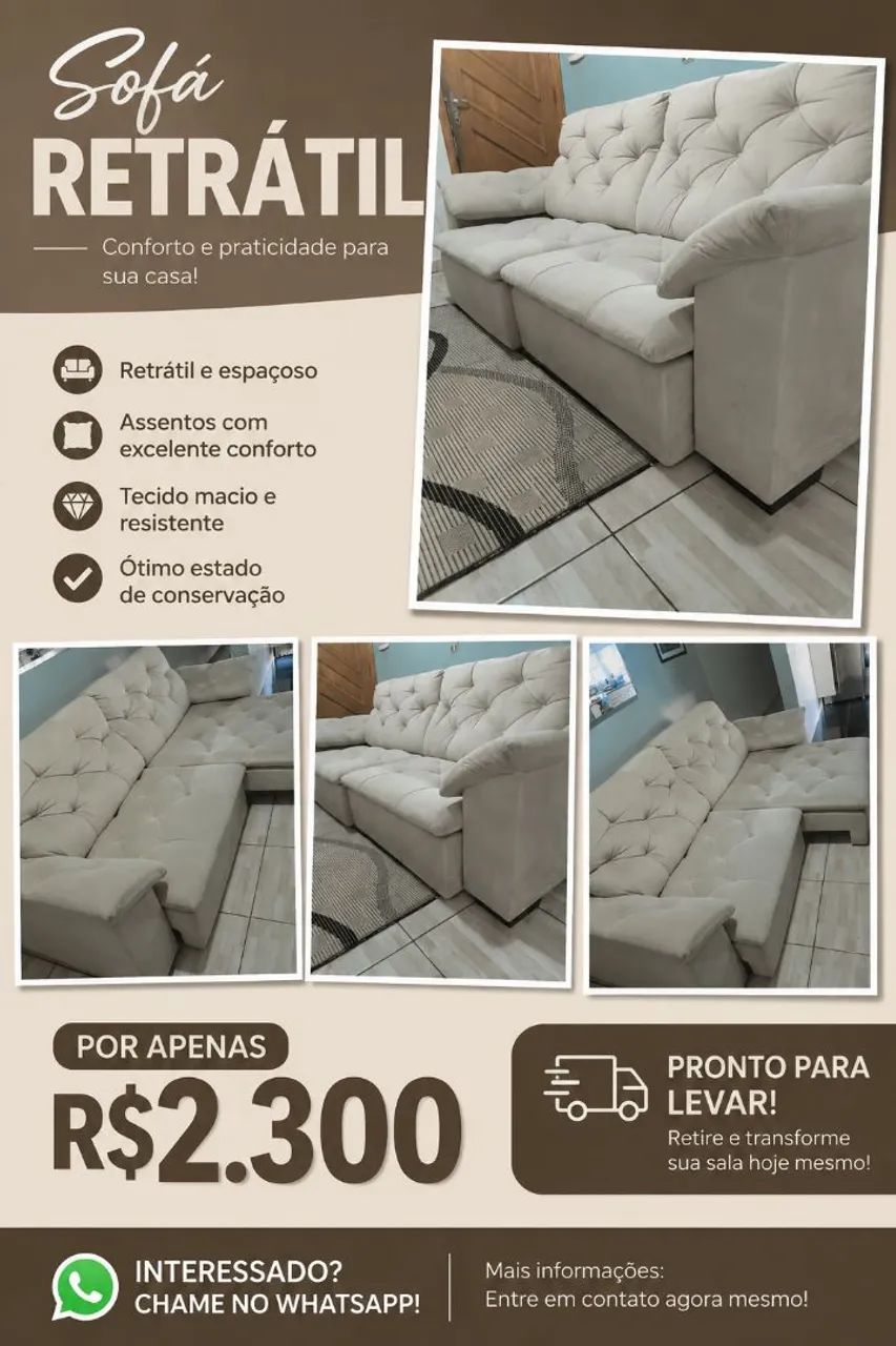 Sofá retrátil semi novo 