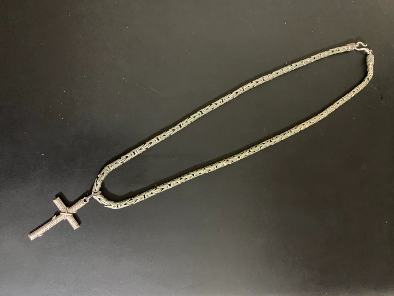 Corrente de BALI ponto peruano prata 950 com crucifixo 