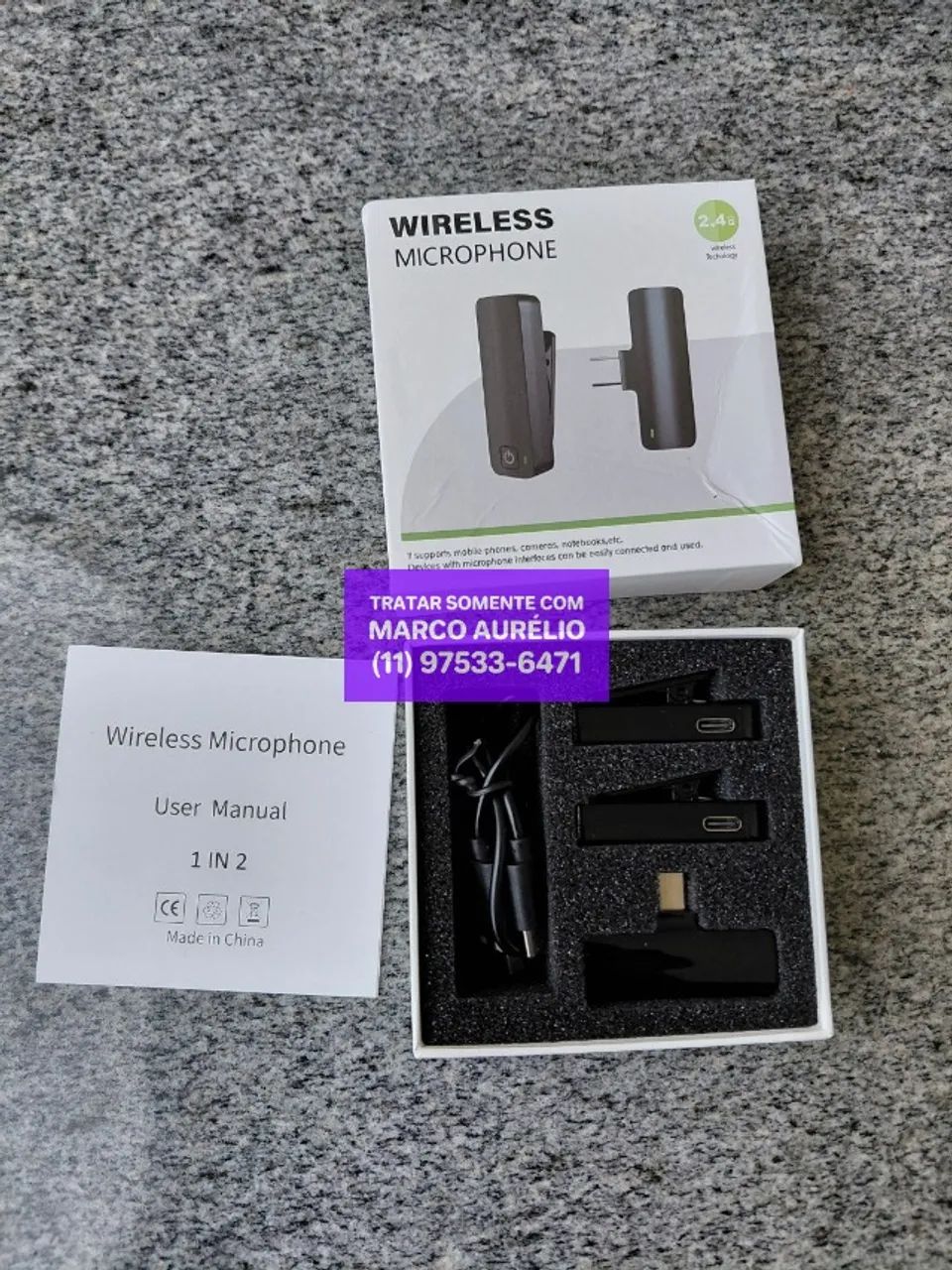 Microfone Lapela Sem Fio Duplo Wireless Micro Usb C - R$ 100 - Foto 5