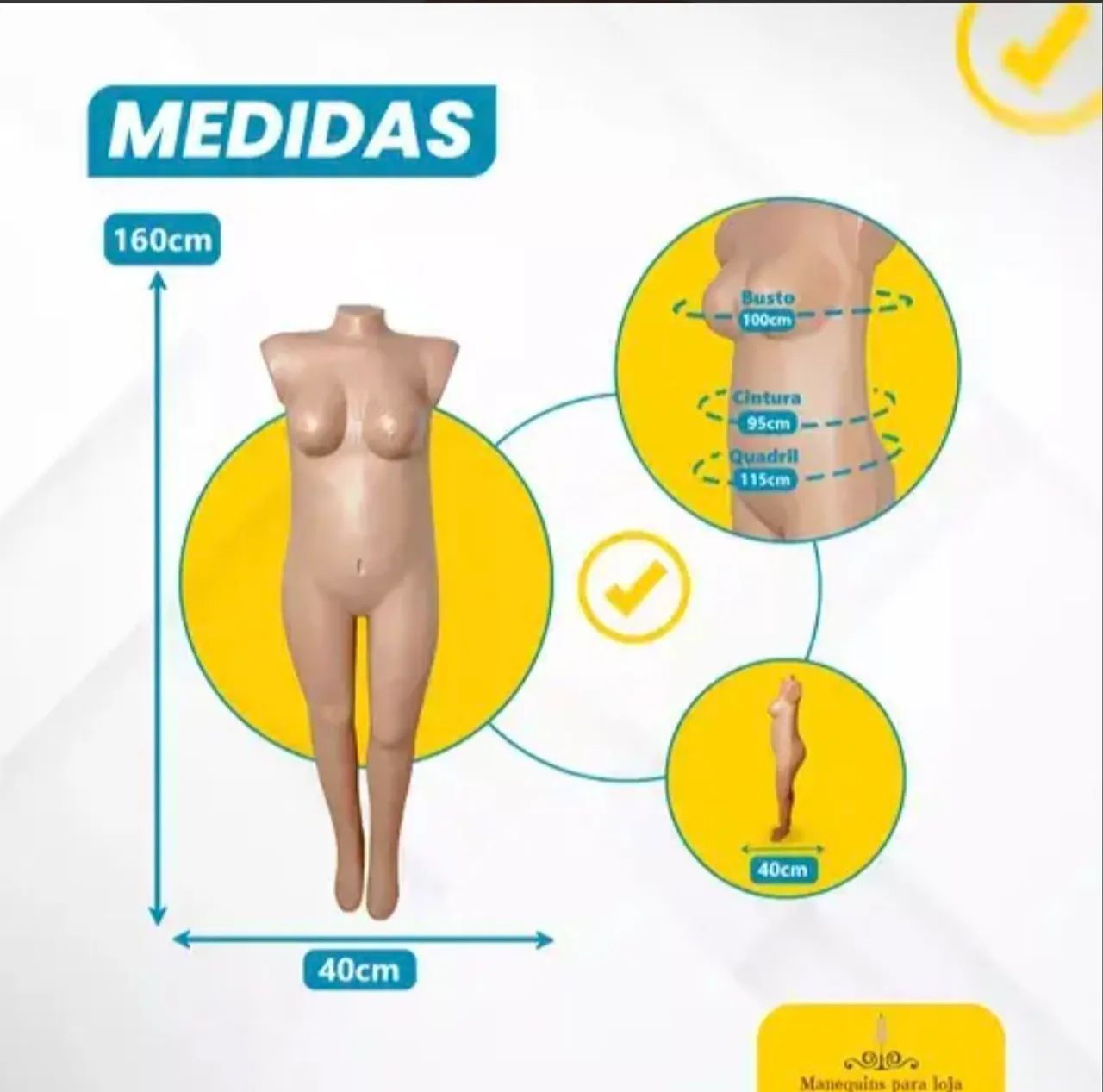 Manequim Manecona Feminina Plus Size Bege - Foto 2