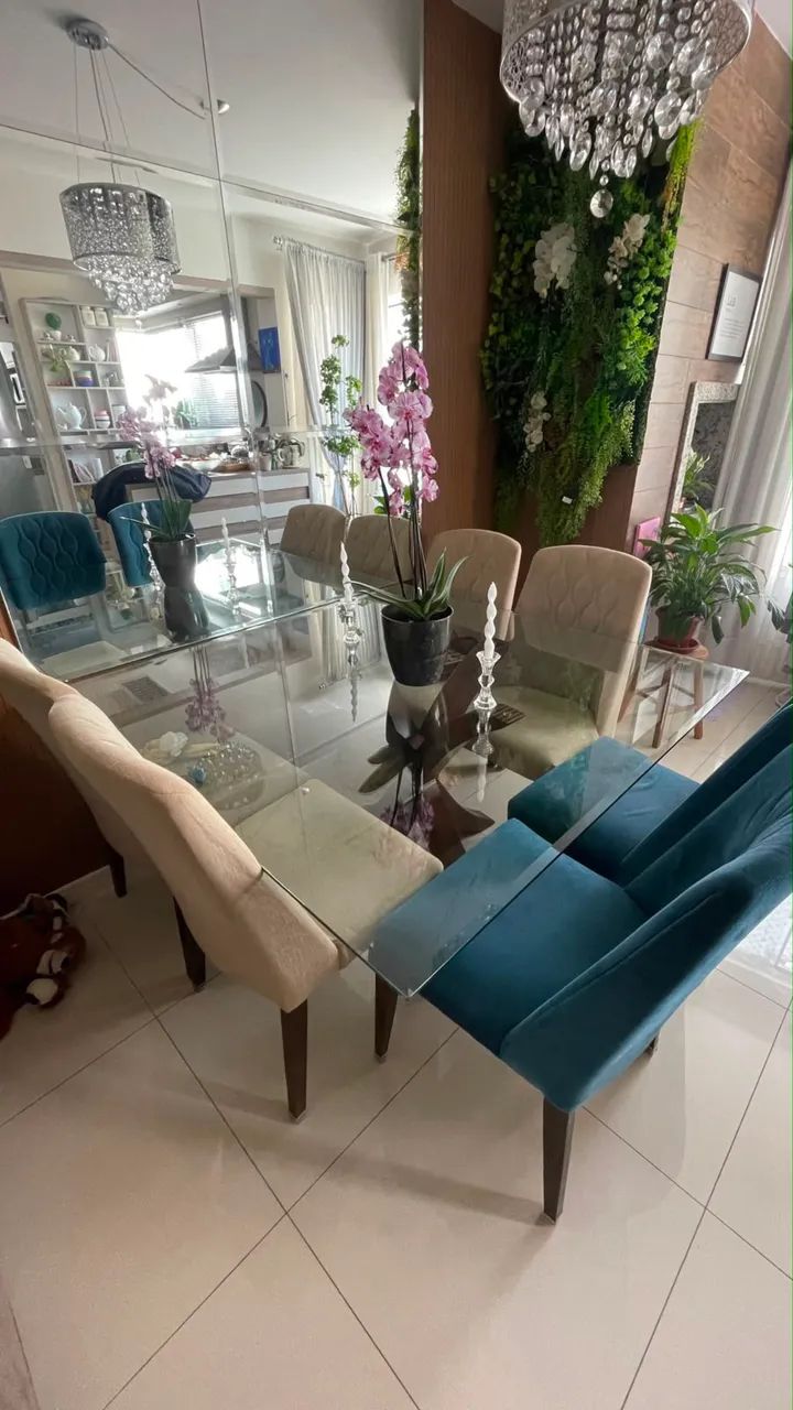 Vendo SOFÁ e MESA COM TAMPO VIDRO - Foto 2