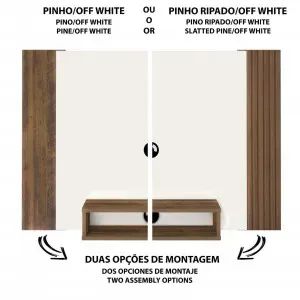 Painel  Pinho Ripado/Off White (Suporta Até 42 Polegadas) - Foto 3
