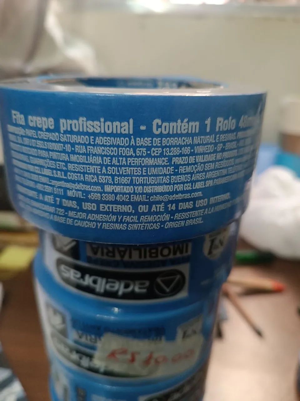 Fita Crepe Adelbras imobiliária azul 48mmx50m - Foto 4