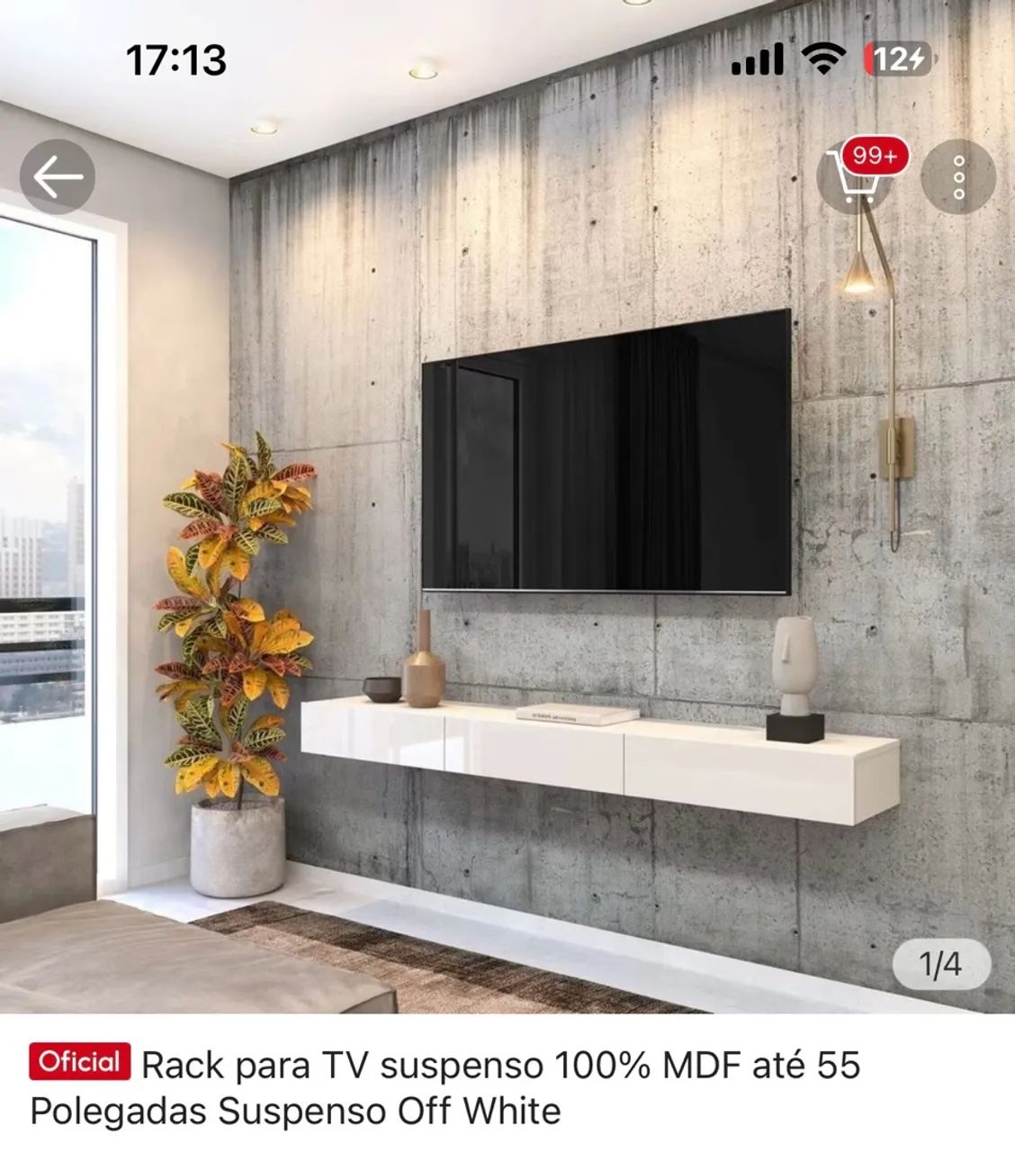 Rack para TV até 55 polegadas suspenso - Foto 3