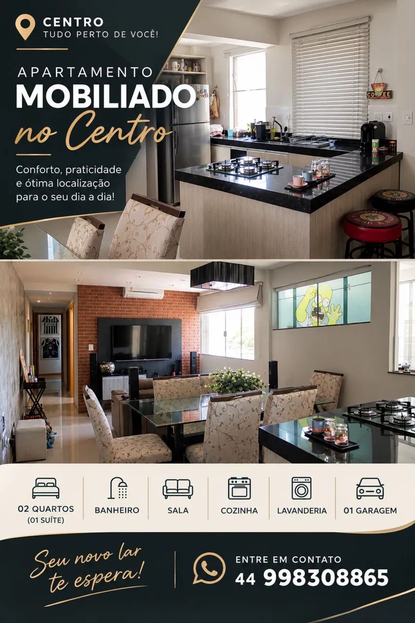 Aluga-se apartamento mobiliado no centro de Campo Mourão 