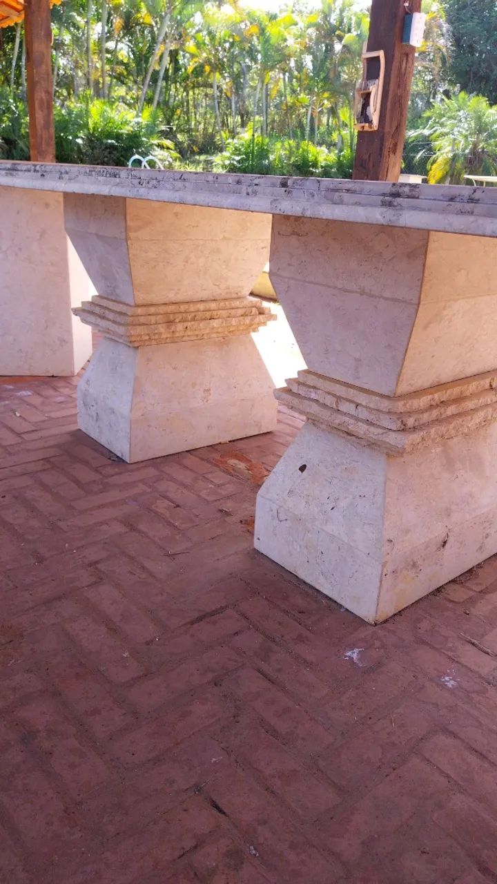 Mesa de pedra travertino 8 lugares - Foto 2