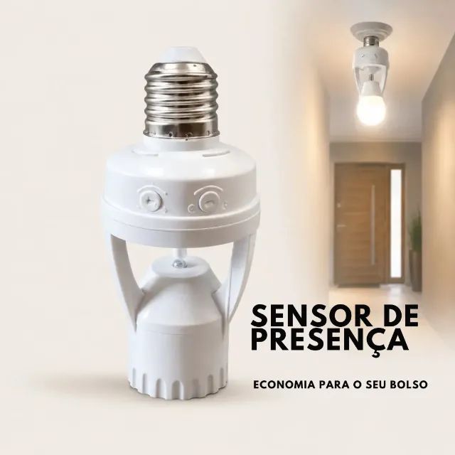 Soquete Sensor de Presença E27 360° Bivolt com Ajuste de Tempo e Luminosidade - SCS58