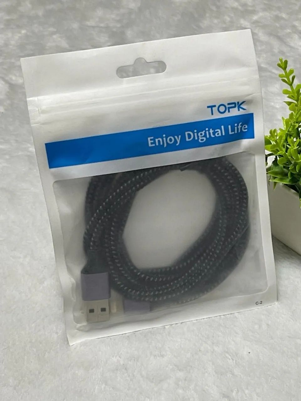 Cabo USB para iPhone TOPK 2m Reforçado Nylon Trançado Alta Durabilidade - Foto 3