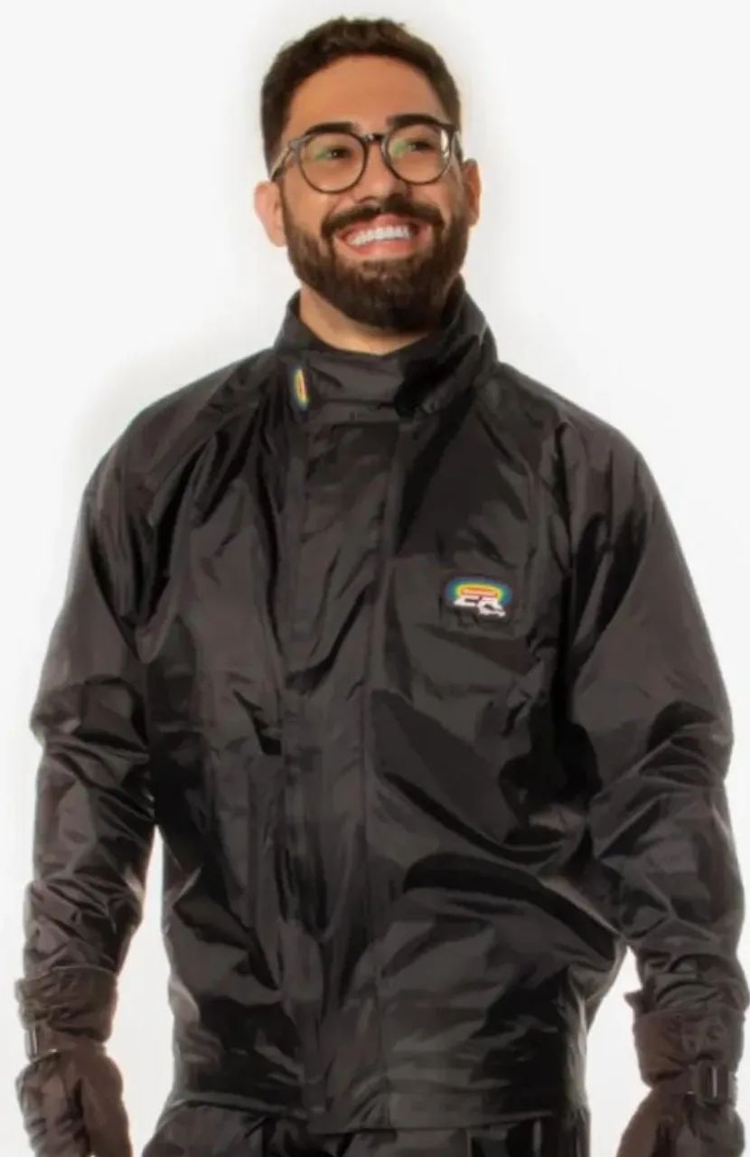 Capa de chuva bota e colete 