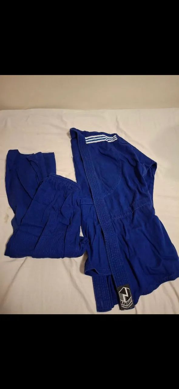 Kimono Judô ou Karatê infantil / juvenil azul Royal com faixa branca