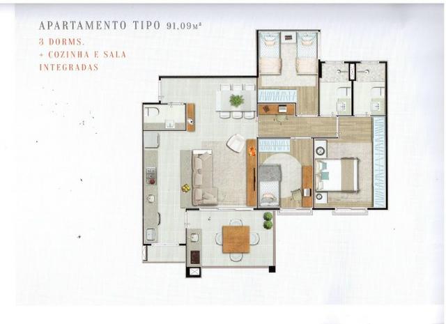 Noville Residencial Aptos 3 Dorms Varanda Gourmet 1 Suíte 2 Vagas,Lazer Completo - Foto 2