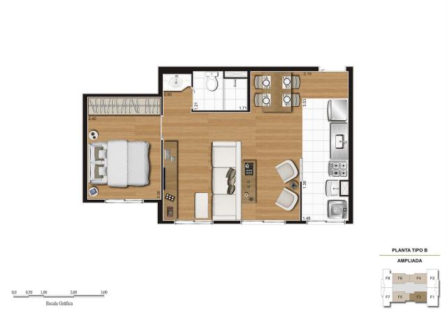 Apartamento em Vila Galvão, com 2 quartos, sendo 1 suíte e área útil de 55 m² - Foto 9