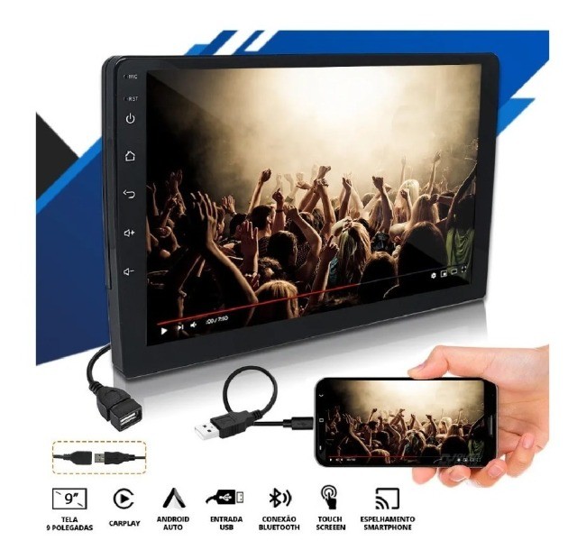 Multimidia E-tech Mp5 9 Usb Bluetooth Carplay Android Auto - Peças