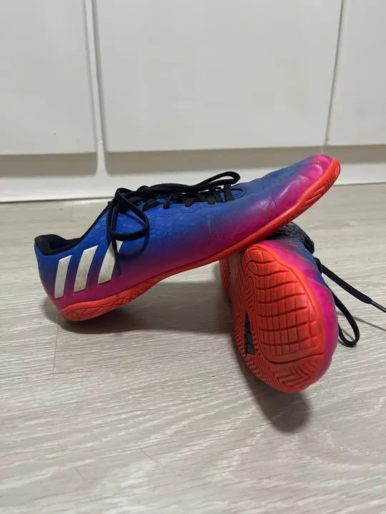 Chuteira Adidas Messi 16.3 IN Futsal Azul e Rosa