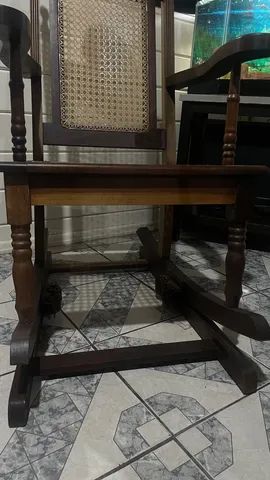 Cadeira de balanço vintage molas palhinha - Foto 6