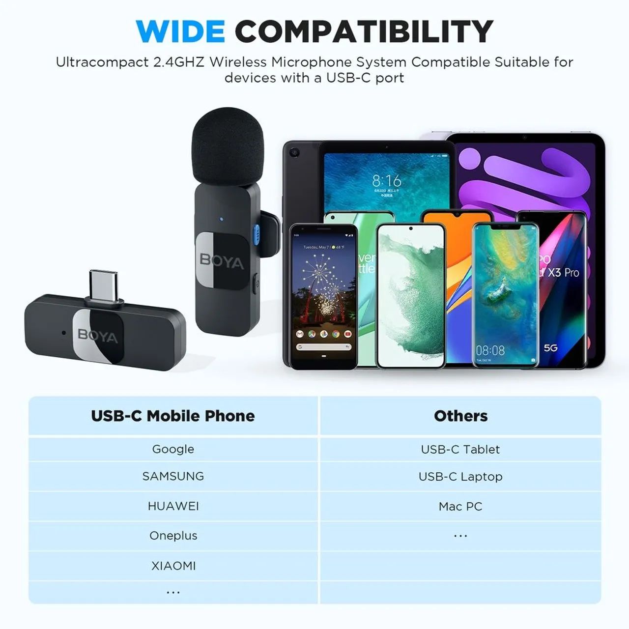 Microfone s/ fio Boya semi profissional para celular Android tipo c - Foto 4