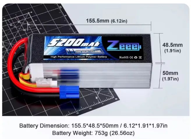 Bateria Lipo Zeee 6s 5200mah 100c P/ RC Automodelos Traxxas, Kyosho, Hpi, Arrma e Outros - Foto 2