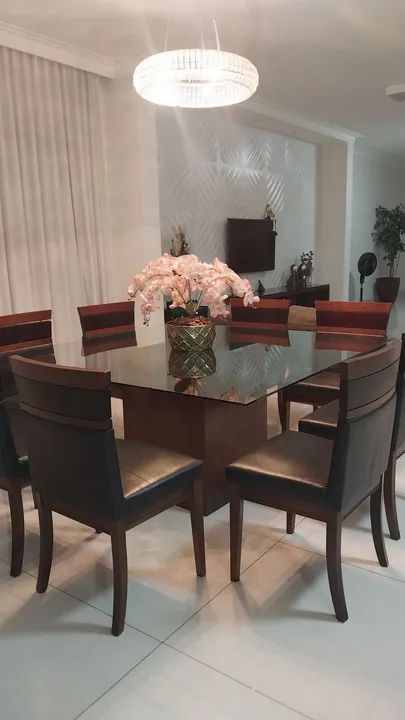 Mesa de Jantar de Vidro com 8 Cadeiras - Foto 2