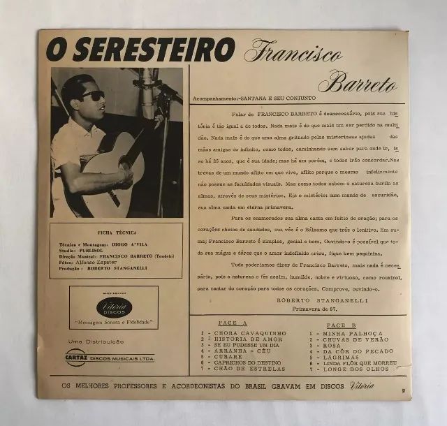 Francisco Barreto - O Seresteiro Lp Vinil 1960s - Foto 2