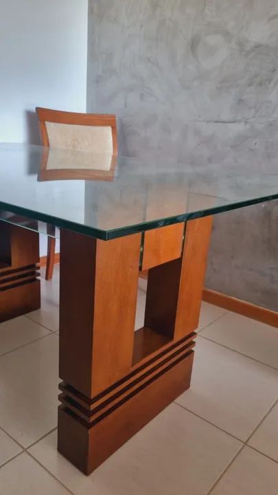 Jogo de mesa tampo de vidro c 4 cadeiras  - Foto 4