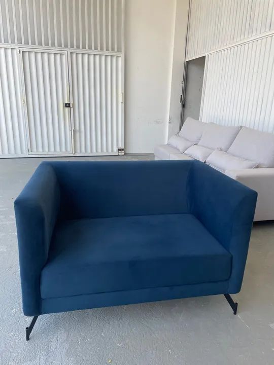 Sofá 2 lugares azul - Novo